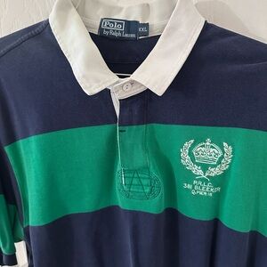 Ralph Lauren Blue and Green Polo Shirt with Crest